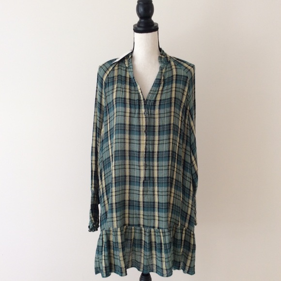 Free People Tops - Free People Plaid Flannel Moon Tunic Shirt DressXS
